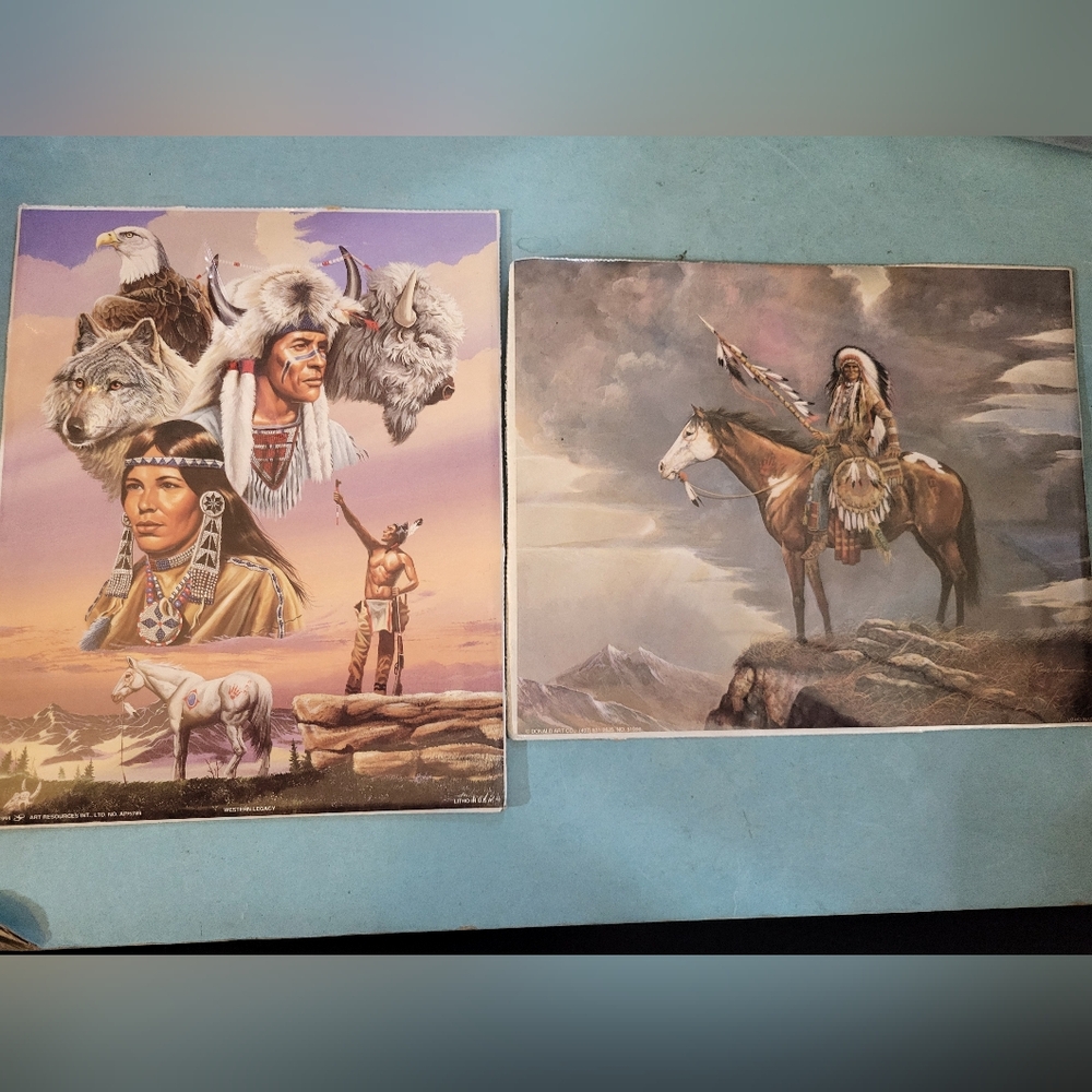 Pair of Vintage Native American Art Prints 1994 Ruane Manning #870